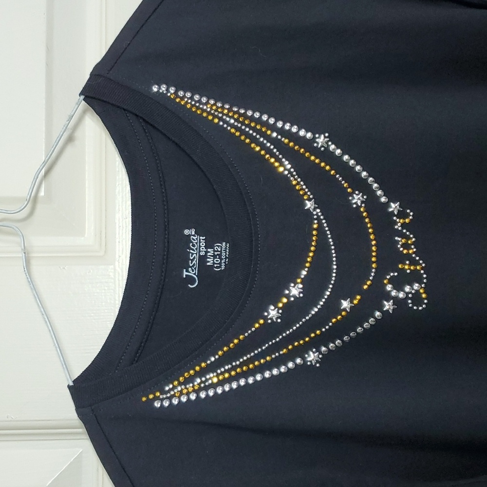 Necklaces Embellished Bling T-Shirt - size L